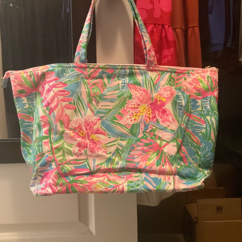 Lilly Pulitzer Pink and Green Floral Tote